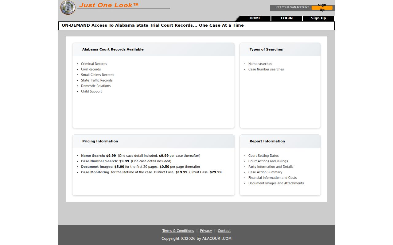 Etowah County case search entry through Just One Look