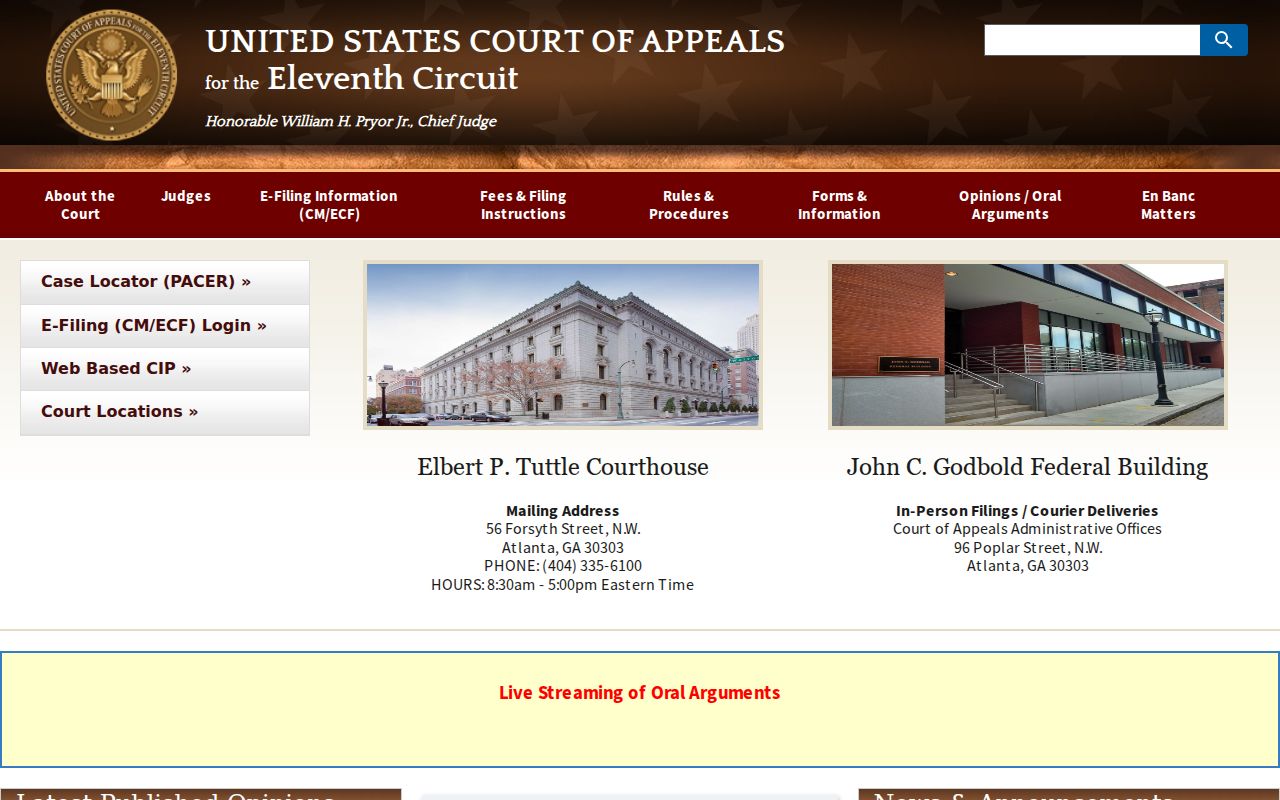 Etowah County court calendar comparison with Eleventh Circuit calendar access
