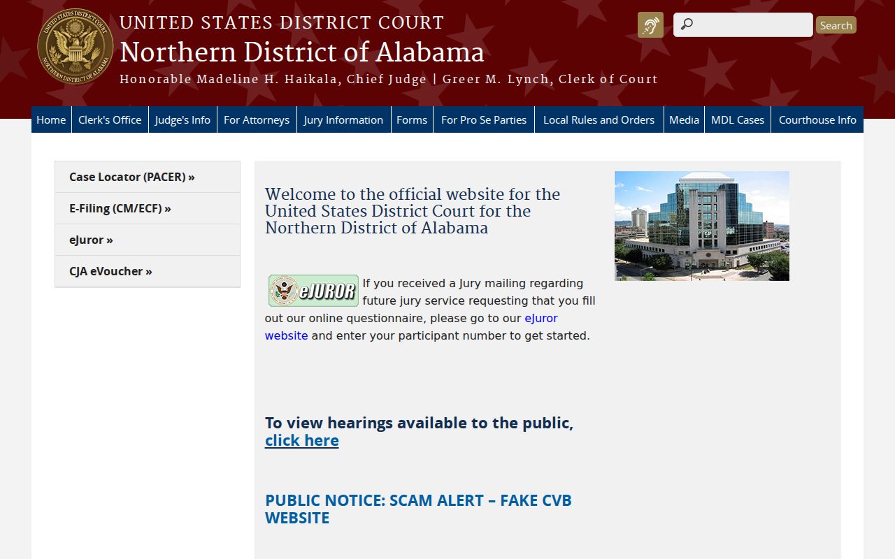 Etowah County criminal docket reference for the Northern District of Alabama