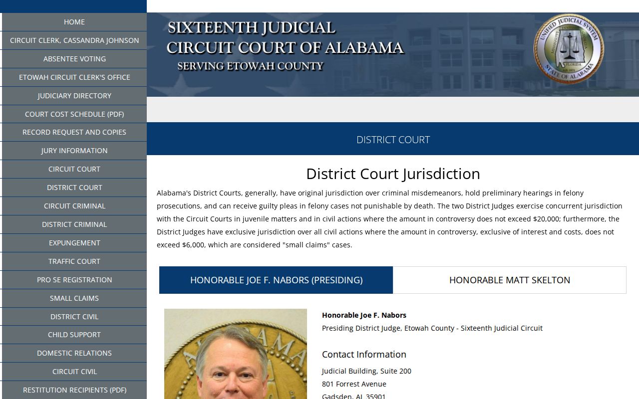 Etowah County court docket District Court information