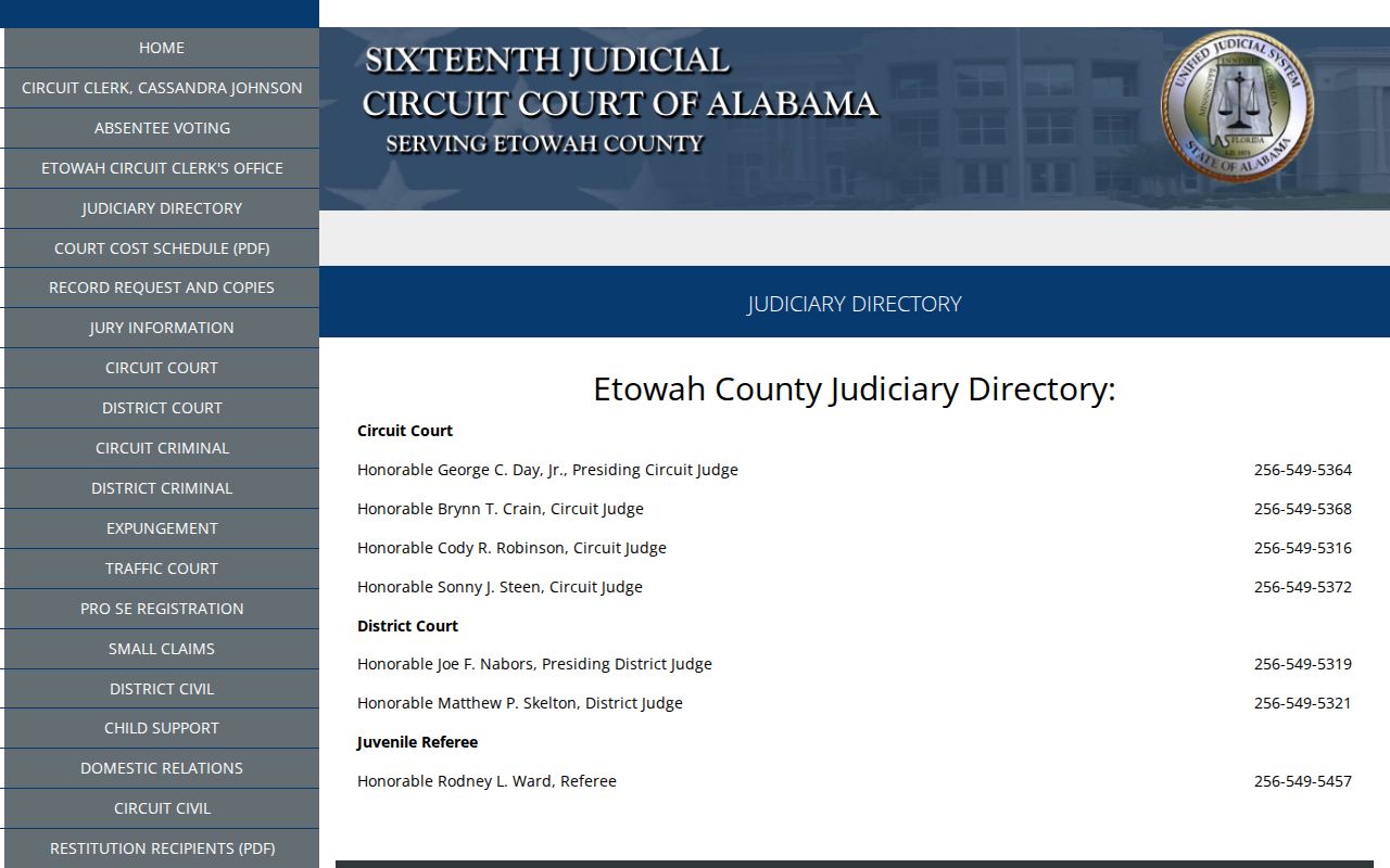 Etowah County court docket judiciary directory