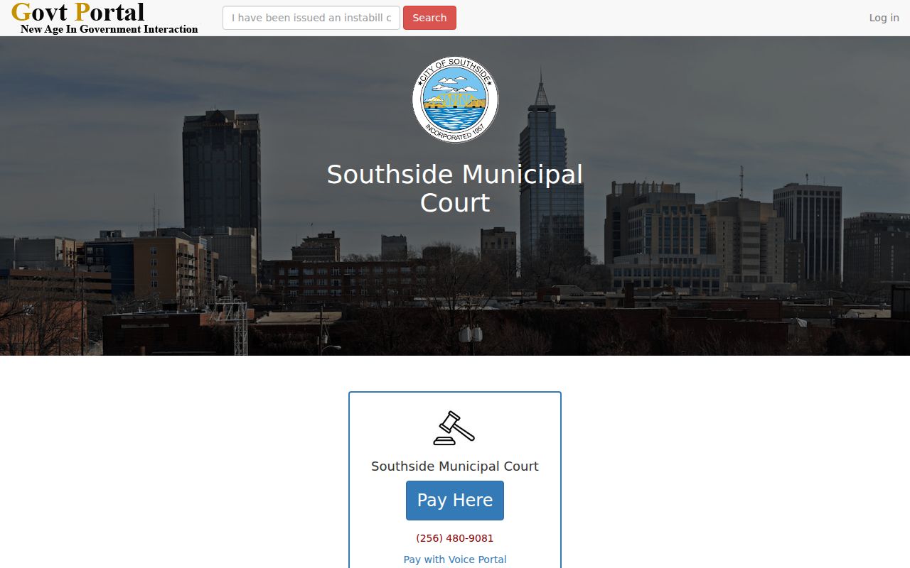 Southside payment portal for an Etowah County traffic court record